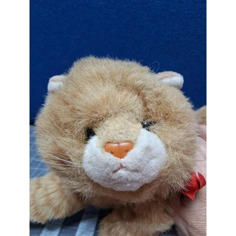 Ty Al E cat Ginger Tabby Cat Orange White Plush 1996 Red Bow Vintage Beanie Baby